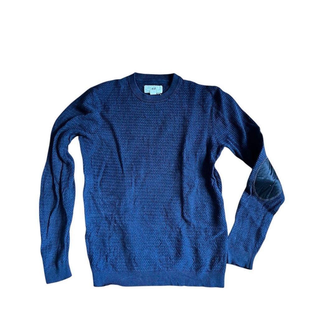 H&M Blue Crewneck Sweater Knitted Classic
